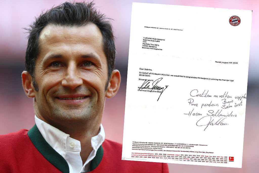 Salihamidžić rukom na bosanskom dopisao nekoliko riječi na zvaničnu čestitku za FK Sarajevo od Bayern Minhena
