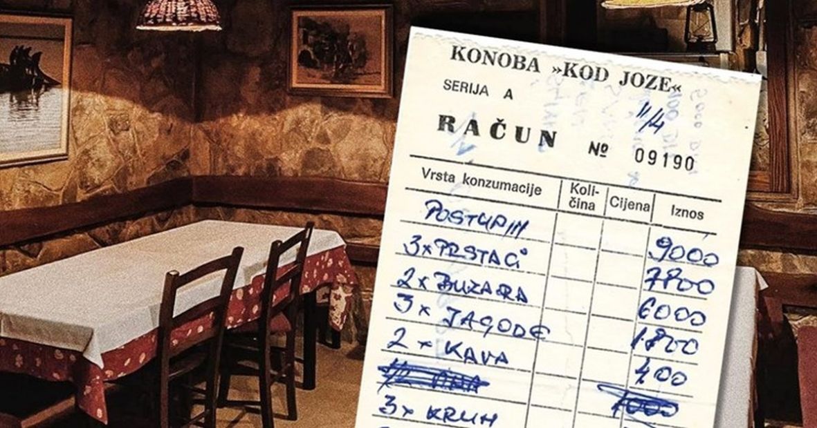 Splitski restoran objavio račun iz 1987. godine: Pogledajte cijene nekada