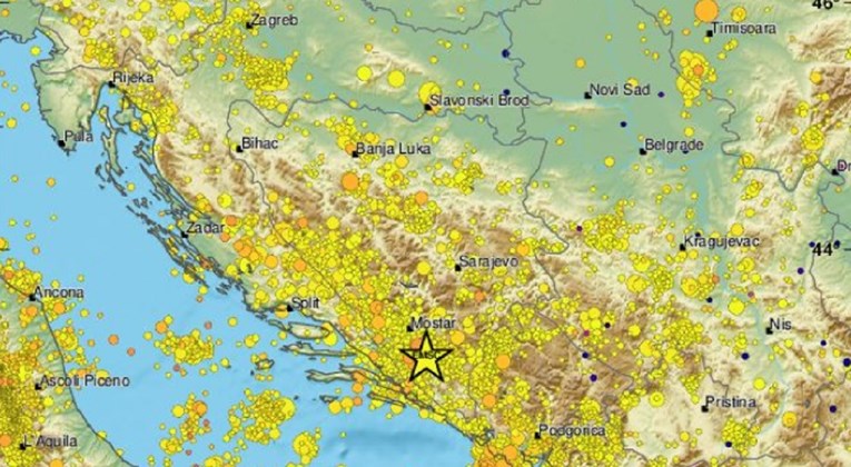 Ovo je karta svih potresa u regiji od 1960. godine. Evo koji su bili najgori