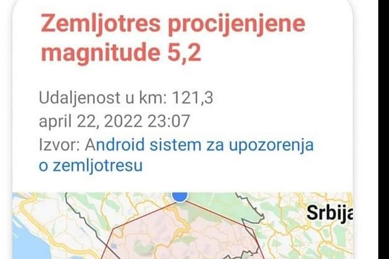 Android preko sistema zaštite nekoliko sekundi prije upozorio na zemljotres u BiH
