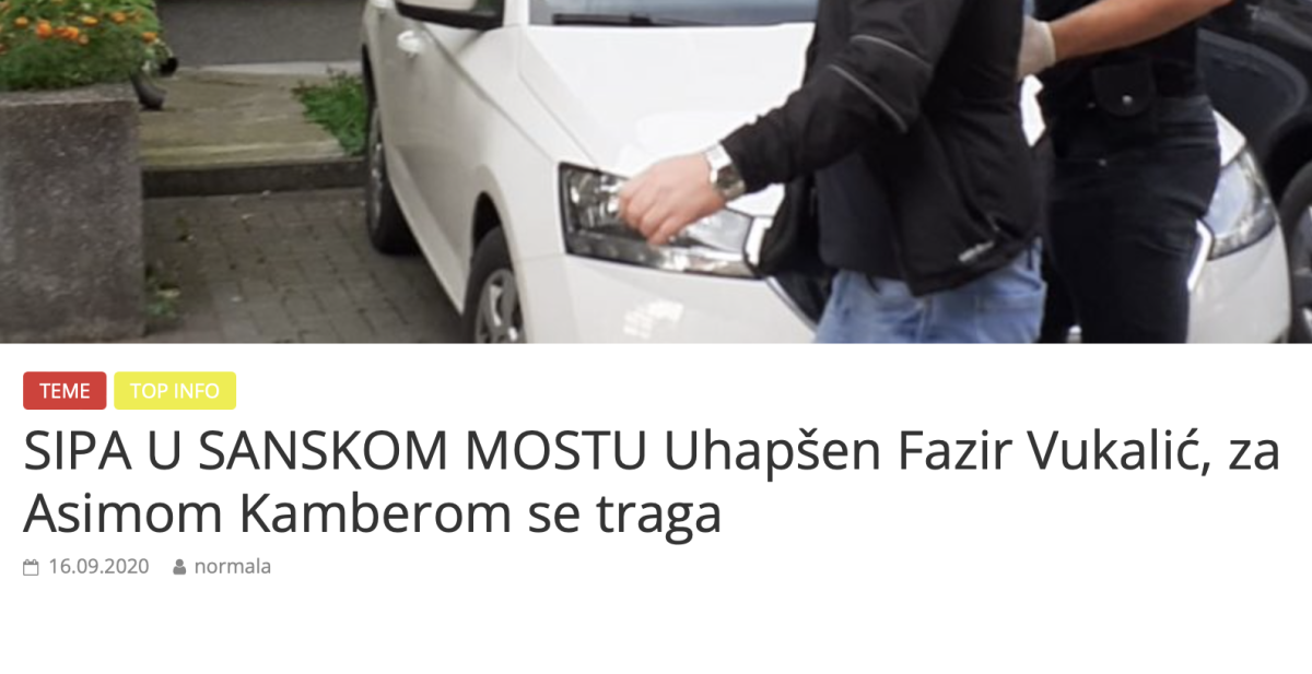 „Uhapšen Fazir Vukalić, za Asimom Kamberom se traga…