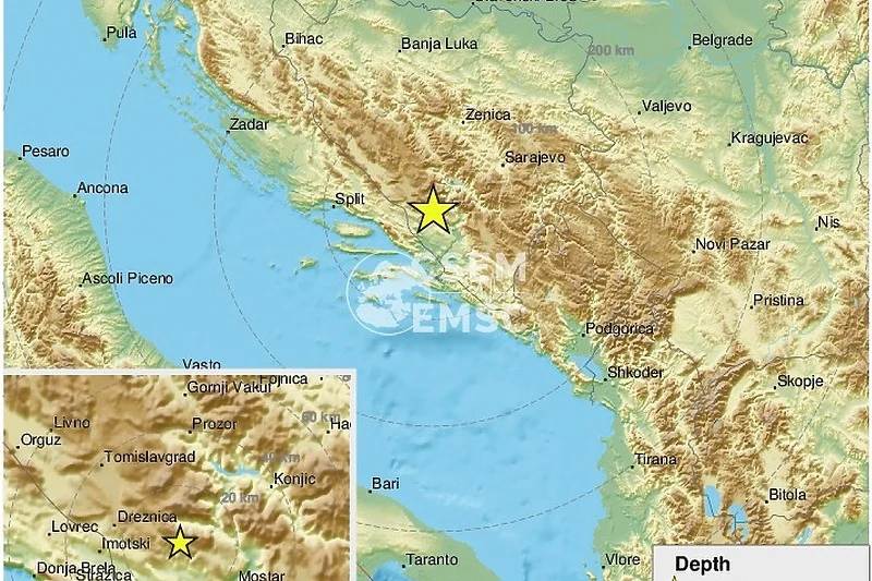 Zemljotres jačine 4,8 po Richteru uzdrmao Hercegovinu, osjetio se i u drugim mjestima