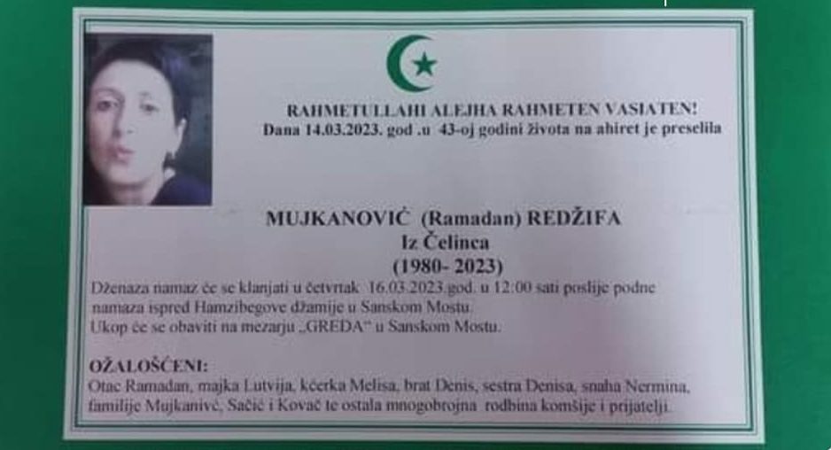 Na Ahiret preselila Mujkanović (Ramadan) Redžifa